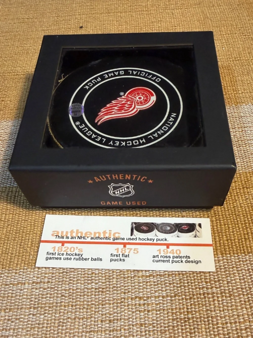 NHL Game-Used Puck Opener Red Wings Vs. New York Rangers 2018